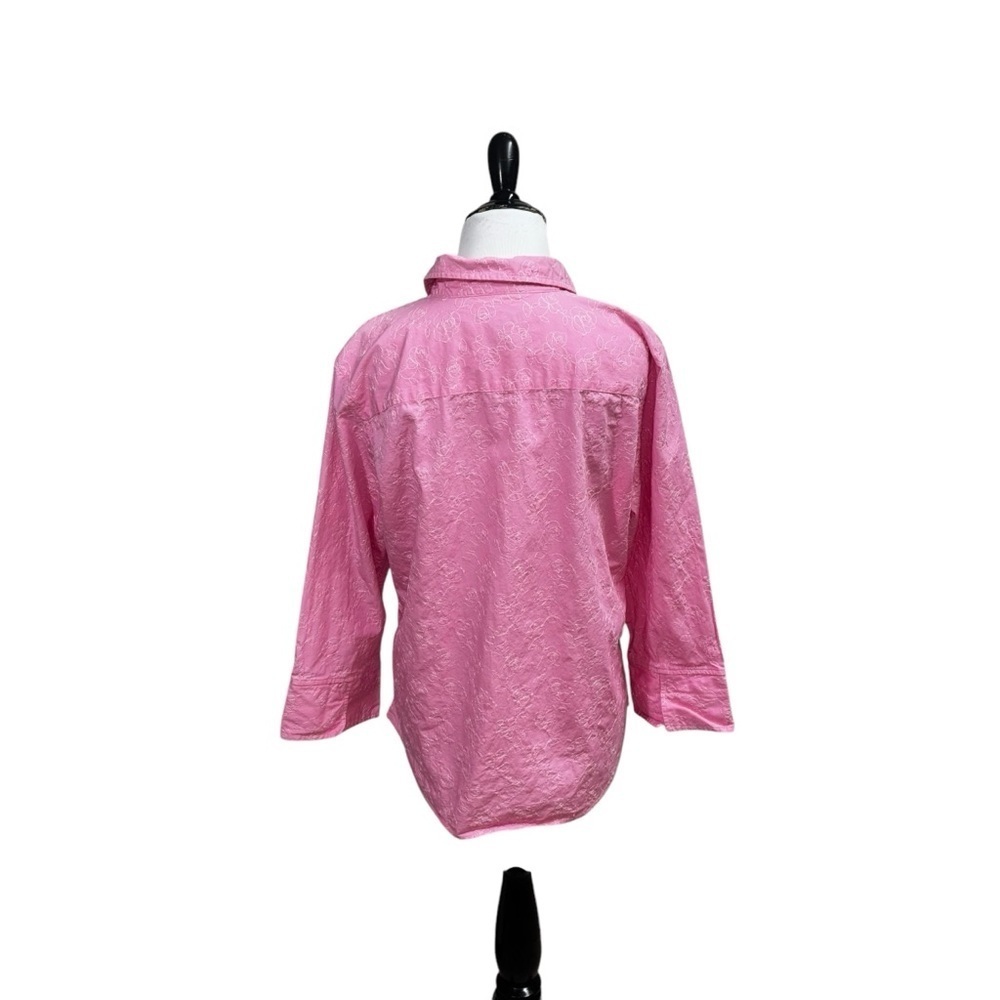 Westbound Essentials Women's Size 14 Button Down Blouse Top Embroidered Roses - Picture 5 of 6